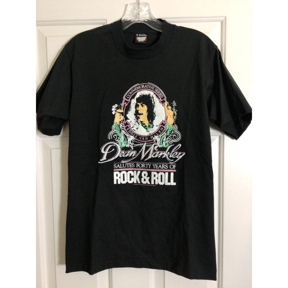 Vintage 90s Eddie Van Halen dean markley rock & roll band tee t shirt men MEDIUM